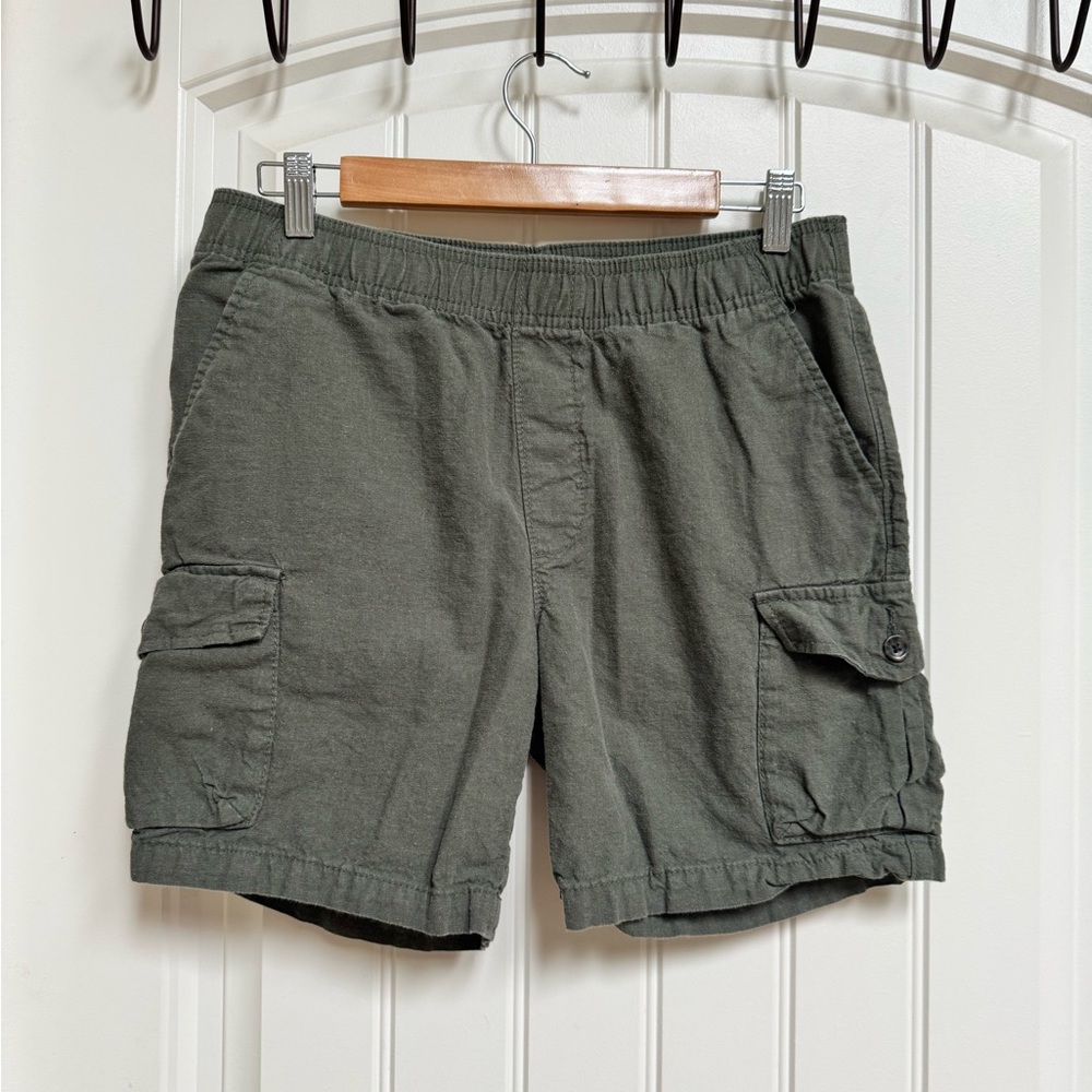 Goodfellow & Co Khaki Linen/Cotton Blend Pull On Cargo Shorts. XS